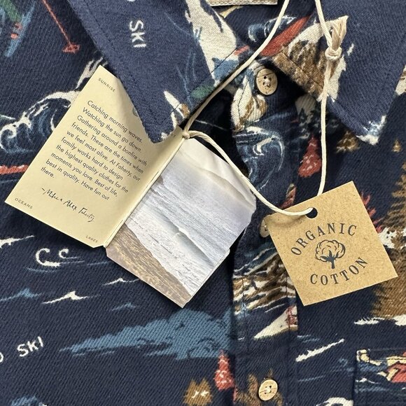 Faherty Mens Navy 2XL Super Brushed Stretch Flannel Button-Up Shirt Sea to Ski - Picture 6 of 8